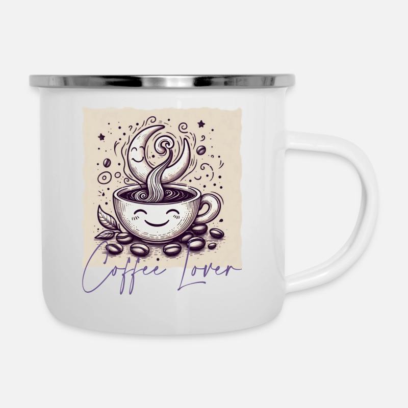 Coffee - Emaille-Tasse - Weiß