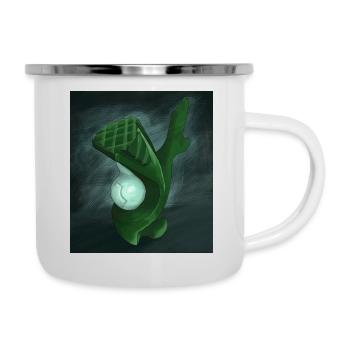 Abstrakte Skulptur - Emaille-Tasse - Weiß - Rechts