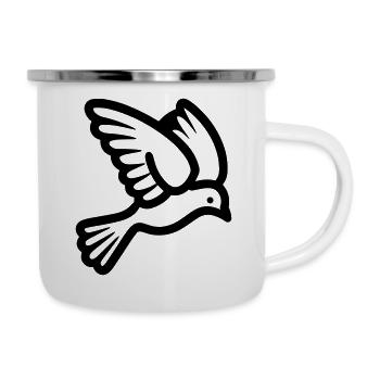 Taube - Emaille-Tasse - Weiß - Rechts