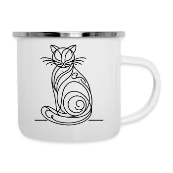 Cat line art - Camper Mug - white - Right