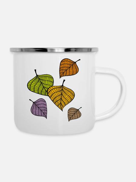 Herbst Blätter - Emaille-Tasse - Weiß