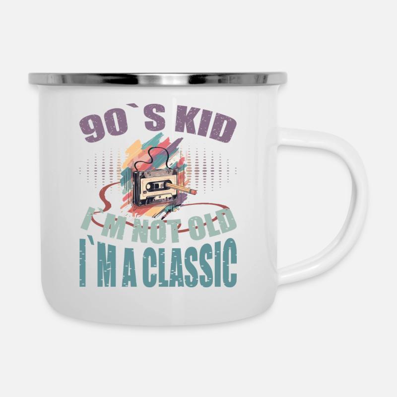 90er Kind - Emaille-Tasse - Weiß