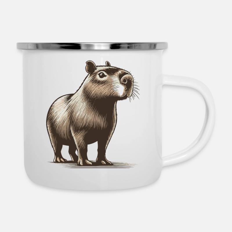 Capybara - Emaille-Tasse - Weiß