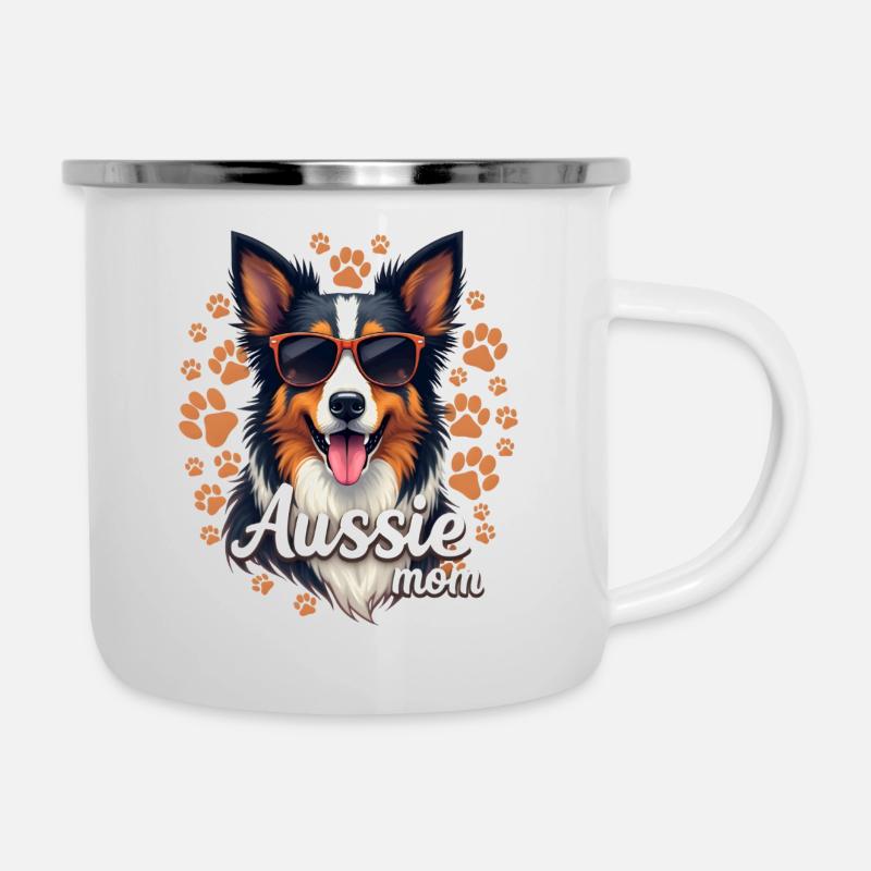 Aussie Mom - Emaille-Tasse - Weiß