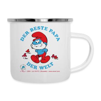 Schlümpfe Design Mit Sruch Der Beste Papa Der Welt - Emaille-Tasse - Weiß - Rechts