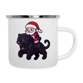 Panthère Père Noël dessin animé - Tasse émaillée - blanc - Droite