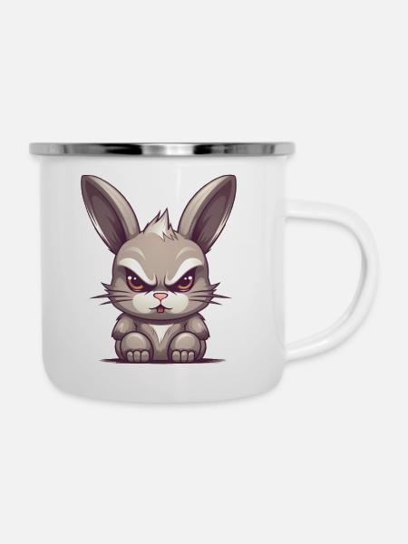 Grumpy Osterhase - Emaille-Tasse - Weiß