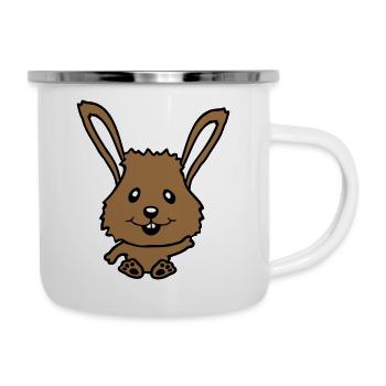 Hase Kaninchen Häschen Cartoon Kleintier niedlich - Emaille-Tasse - Weiß - Rechts