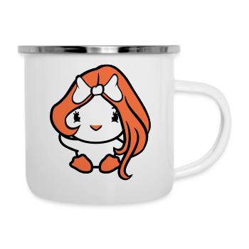 Vogel Dame Frau weiblich hübsches Gesicht Schleife - Emaille-Tasse - Weiß - Rechts
