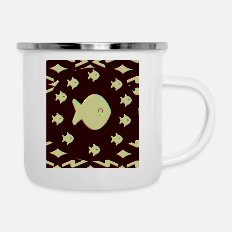 Aquarium - Emaille-Tasse - Weiß