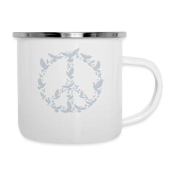 Friedenstauben Peace Symbol Kunst Design - Emaille-Tasse - Weiß - Rechts