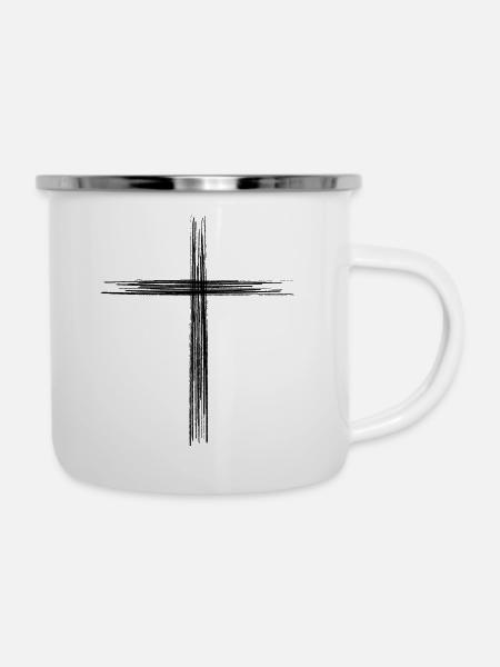 Jesus Kreuz  - Emaille-Tasse - Weiß