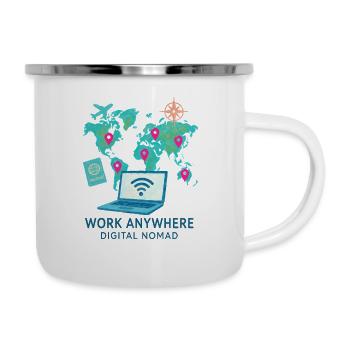 Telearbeit – Telearbeit – Voll-Fernarbeit - Emaille-Tasse - Weiß - Rechts