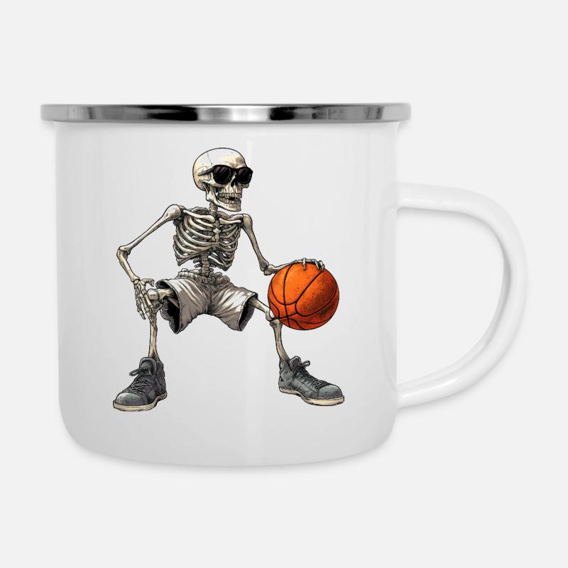 Skeleton Basketball Player Skull - Camper Mug - white