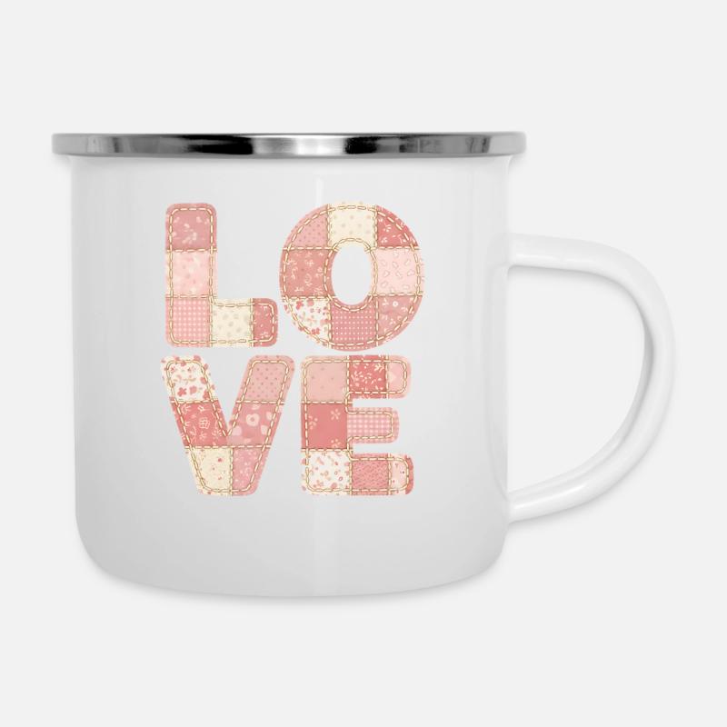 J’adore le design de patchwork rose Trend Design - Tasse émaillée - blanc