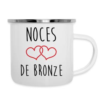 Bronze-Hochzeit: 22 Jahre Liebe - Emaille-Tasse - Weiß - Rechts