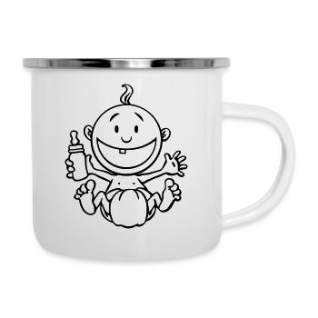 Das Baby lacht. - Emaille-Tasse - Weiß - Rechts
