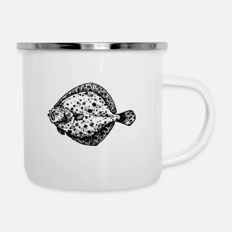 Steinbutt - Emaille-Tasse - Weiß