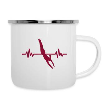 Heartbeat Swimmer - Athlète de sports nautiques plongeur - Tasse émaillée - blanc - Droite