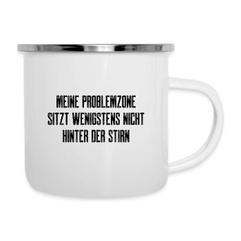 Problemzone - Spruch lustig Mundschutz - Emaille-Tasse - Weiß - Rechts