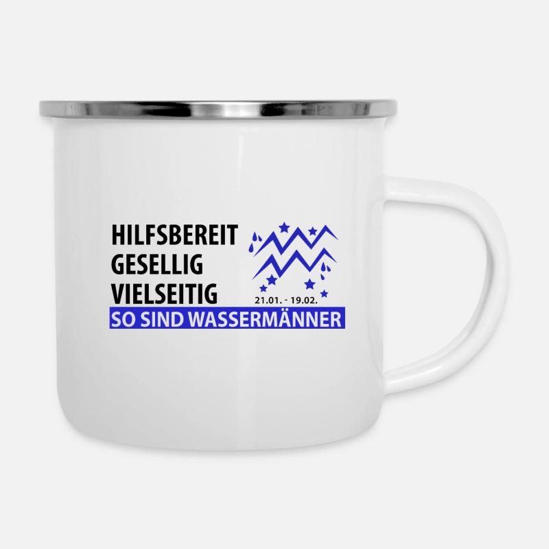 Sternzeichen Wassermann - Eigenschaften - Emaille-Tasse - Weiß