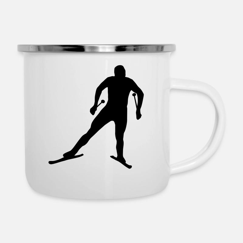 Langlaufen, Langläufer - Emaille-Tasse - Weiß