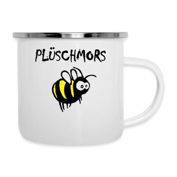 Plüschmors, Hummel, Plattdeutsch - Emaille-Tasse - Weiß - Rechts