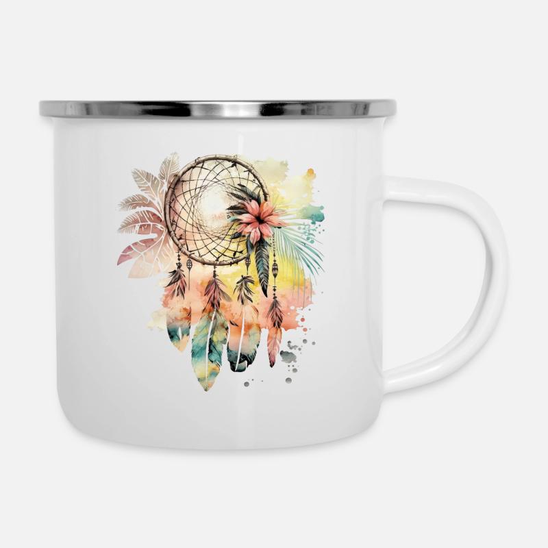 Traumfänger - Emaille-Tasse - Weiß
