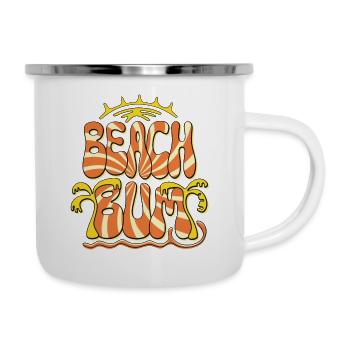 Beach Bum Palmen Sommer Strand Retro Surf Urlaub - Emaille-Tasse - Weiß - Rechts