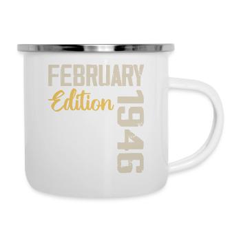 Februar 1946 Geburtstag Februar 1946 Retro - Emaille-Tasse - Weiß - Rechts