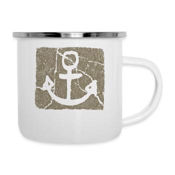 Anker / Khaki - Emaille-Tasse - Weiß - Rechts