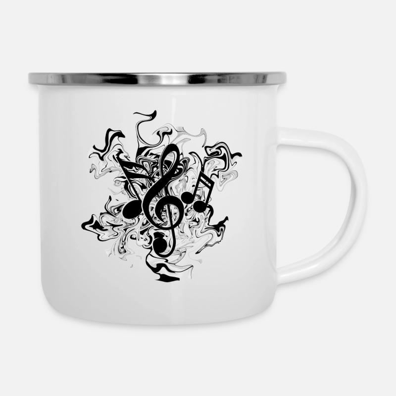 Noten - Emaille-Tasse - Weiß