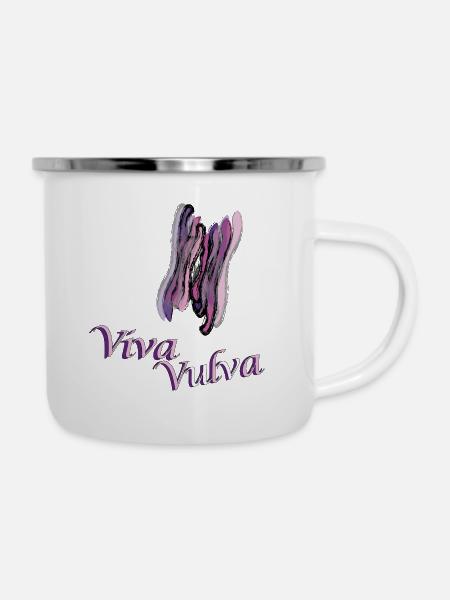 Viva Vulva - Emaille-Tasse - Weiß