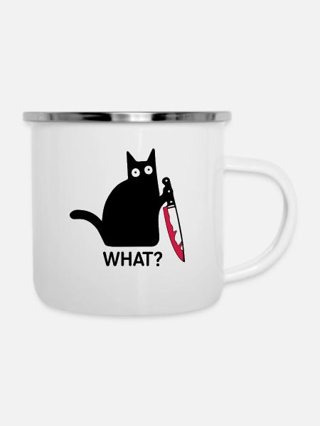 Schuldige Katze - Emaille-Tasse - Weiß