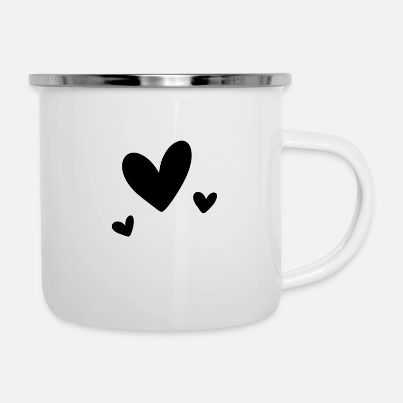 Herzchen - Emaille-Tasse - Weiß