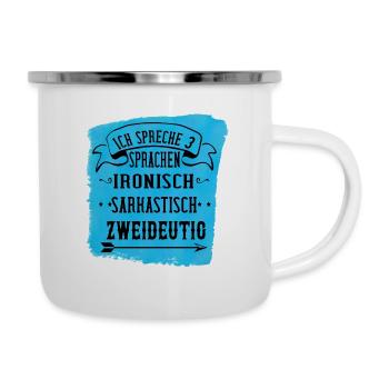 ICH SPRECHE 3 SPRACHEN! - Emaille-Tasse - Weiß - Rechts