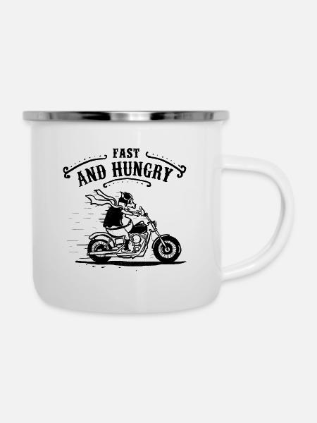 Schnell und hungrig! - Emaille-Tasse - Weiß