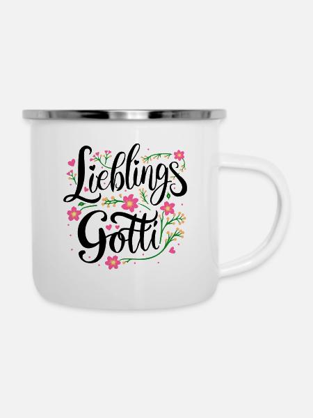 Lieblings Gotti - Emaille-Tasse - Weiß