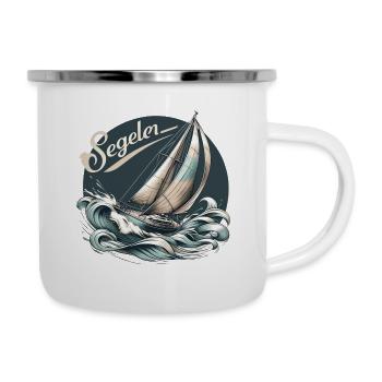 Segler segeln mit einem Segelboot - Emaille-Tasse - Weiß - Rechts