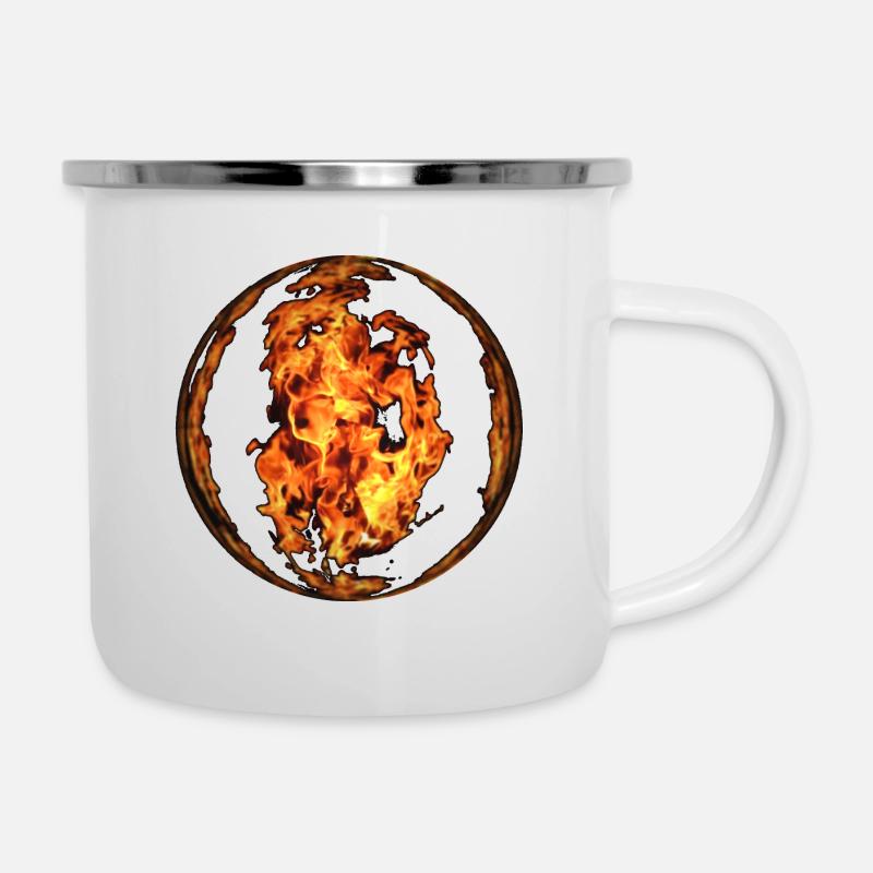 Feuer Glaskugel - Emaille-Tasse - Weiß