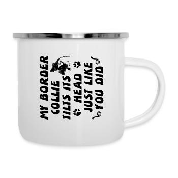 Border collie - Tasse émaillée - blanc - Droite