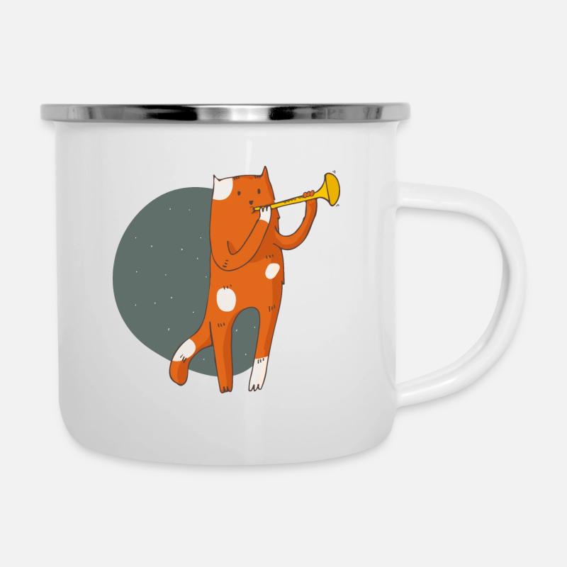 Katze - Emaille-Tasse - Weiß
