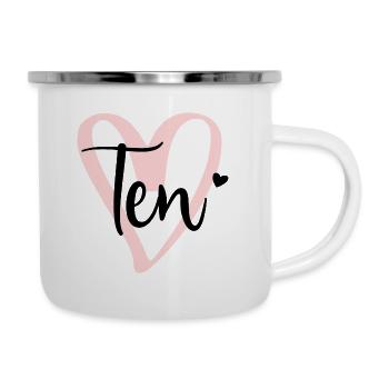 Now Ten Herz Zehn Zehnter Geburtstag Süß Mädchen - Emaille-Tasse - Weiß - Rechts