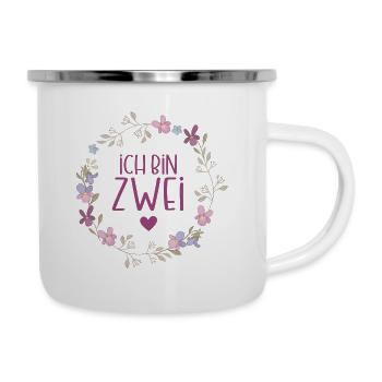 Ich bin Zwei Jahre Zweiter Geburtstag Einhorn Süß - Emaille-Tasse - Weiß - Rechts