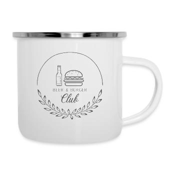 Beer & Burger Club dunkles Design - Emaille-Tasse - Weiß - Rechts