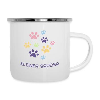 kleiner Bruder - Emaille-Tasse - Weiß - Rechts