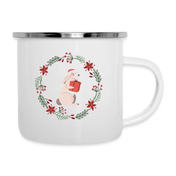 Christmas: rabbits with Christmas present - Camper Mug - white - Right