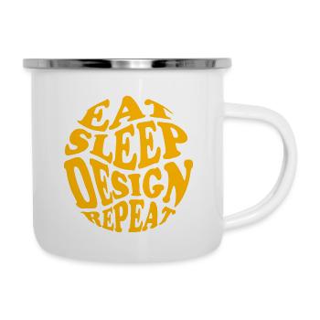 Eat Sleep Design Repeat rund gelb - Emaille-Tasse - Weiß - Rechts