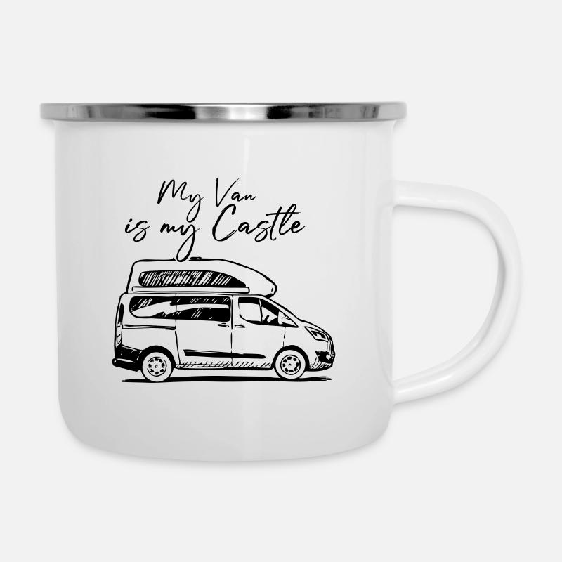 Mon Nugget Van est mon château - Tasse émaillée - blanc