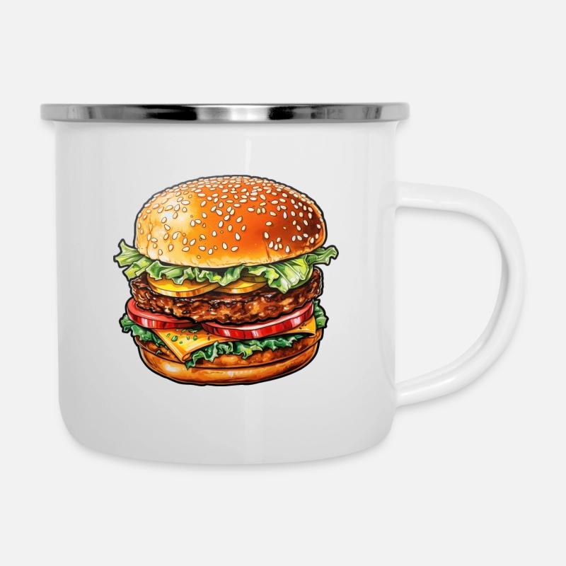 Burger - Emaille-Tasse - Weiß